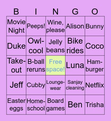 Happy Easter!  Grab a drink!  Let's Zoom..... Bingo Card