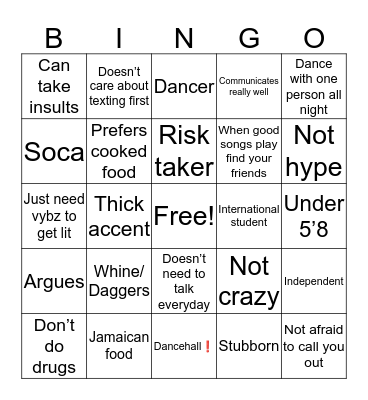David’s Bingo Card