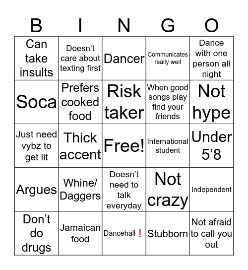David’s Bingo Card