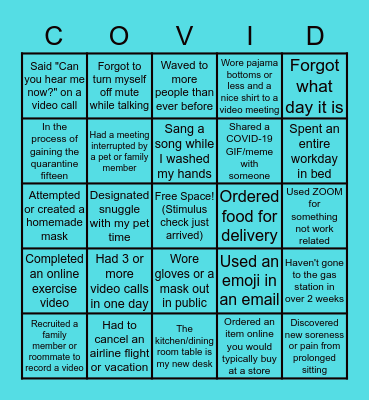 During Social Distancing I... Bingo Card