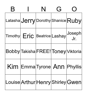 Taylor/Shields Family Reunion 2014 Bingo Card