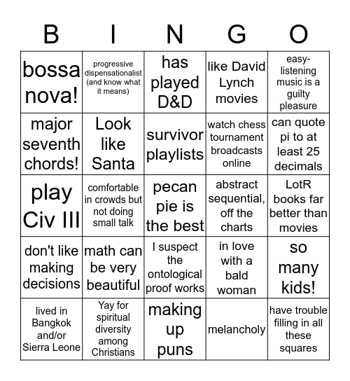 Kevin Bingo Card