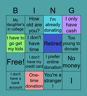 T1 Negatives Bingo Card