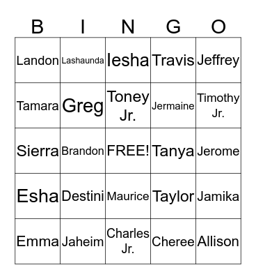 Taylor/Shields Family Reunion 2014 Bingo Card