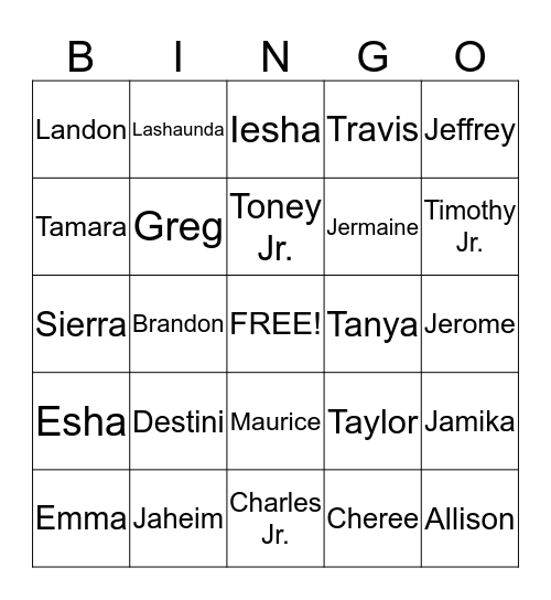 Taylor/Shields Family Reunion 2014 Bingo Card