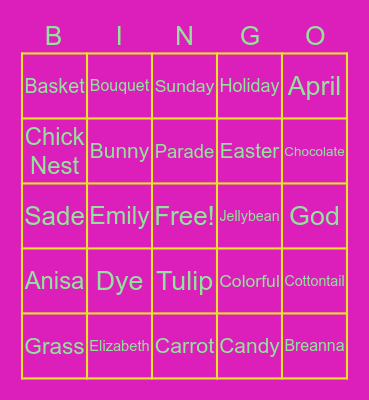EASTER Bingo Card
