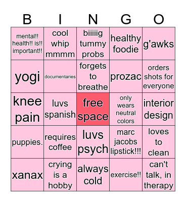 what do you have in common with kathryn :) Bingo Card