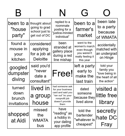 NONPROFIT LIB D.C. Bingo Card
