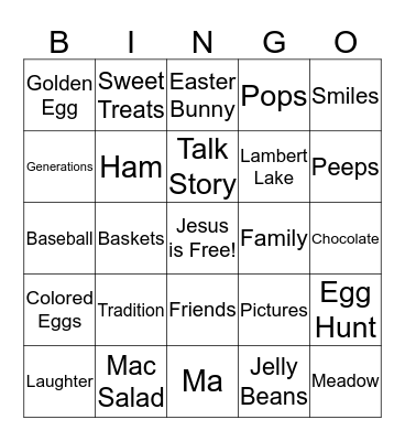 Virtual Easter 2020 Bingo Card