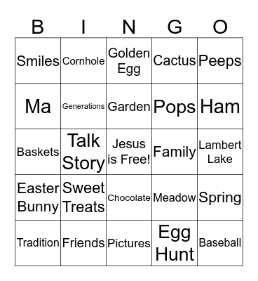Virtual Easter 2020 Bingo Card