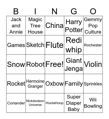 TURNER FAMILY Bingo Card