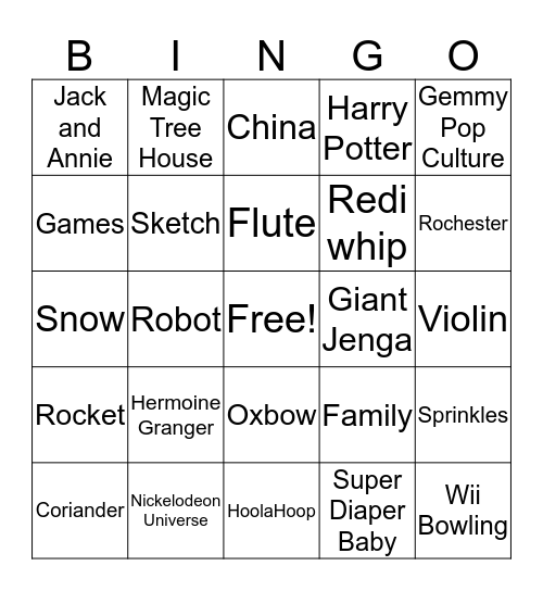 TURNER FAMILY Bingo Card