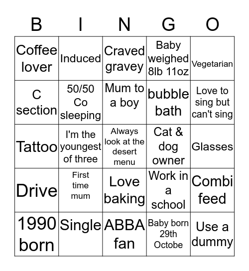 Pippa's bingo Card