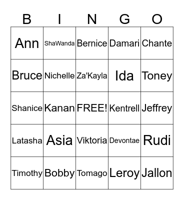Taylor/Shields Family Reunion 2014 Bingo Card