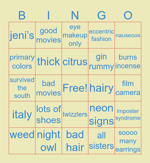 brenna Bingo Card