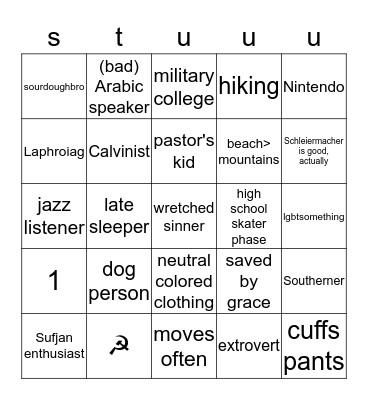 sturat Bingo Card