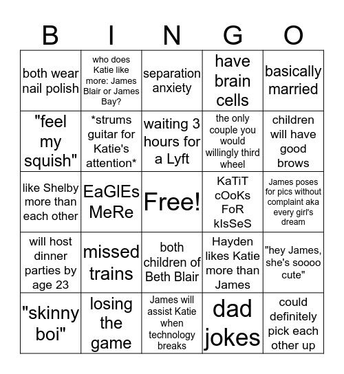 Jamie's Bingo Card