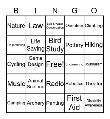 BSA Bingo Card