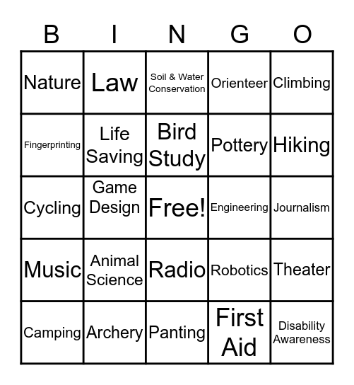 BSA Bingo Card