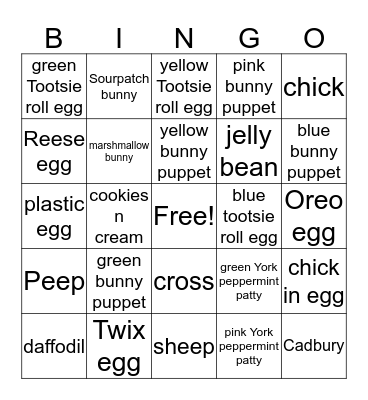 Easter Bingo Card