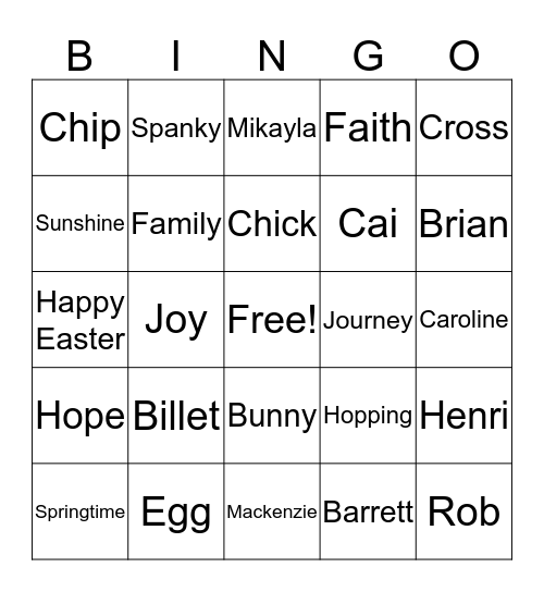 Morell Yates Von Easter 2020 bingo PARTY! Bingo Card