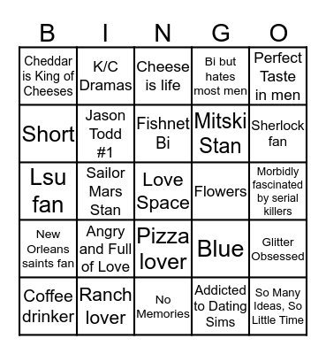 How Similar Are You to Carrie? Bingo Card