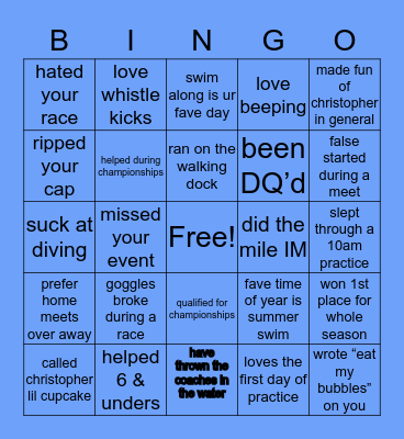 Lake Stockholm Dolphins Bingo Card