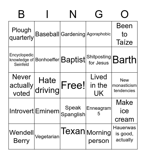 SDWACO Bingo Card