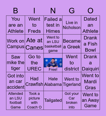 LSU STUDENTS ONLY... Bingo Card
