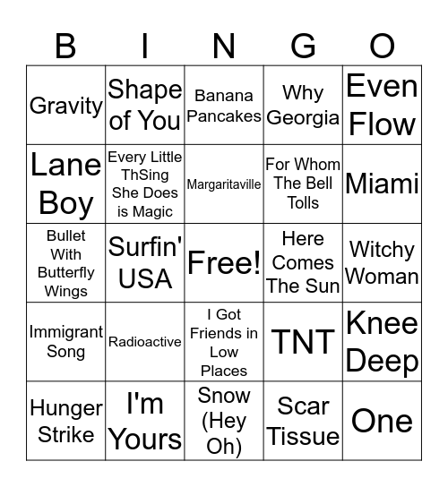 Misc. Bingo Card