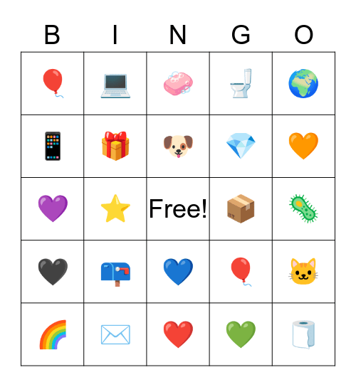 Hearts Bingo Card