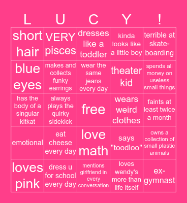 lucy be like Bingo Card