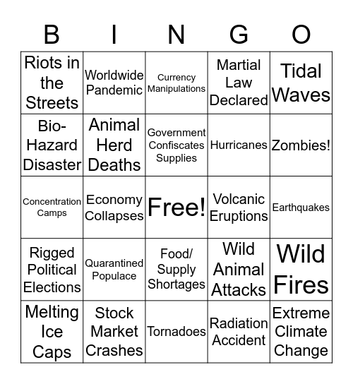 Apocalypse Bingo Card