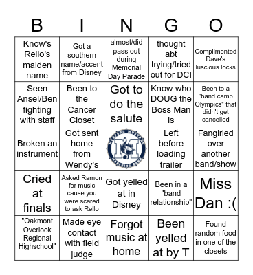 Band Bingo Card