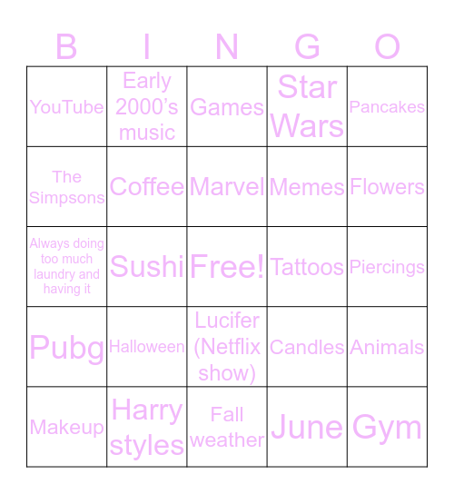 ♥️ Tiffany’s bingo♥️☺️ Bingo Card