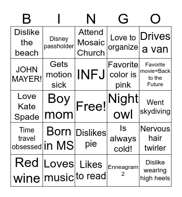 Brittney's Bingo Card