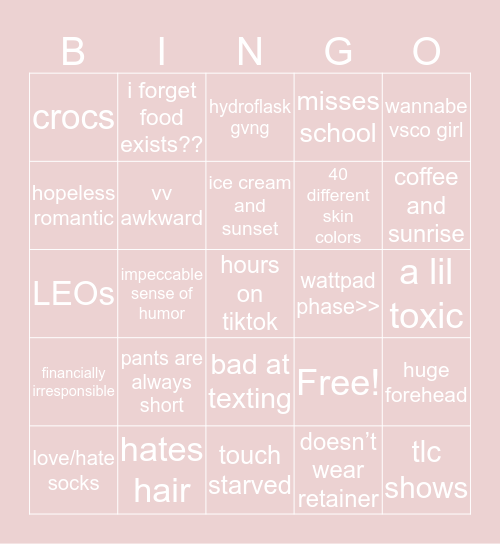 idk bro Bingo Card
