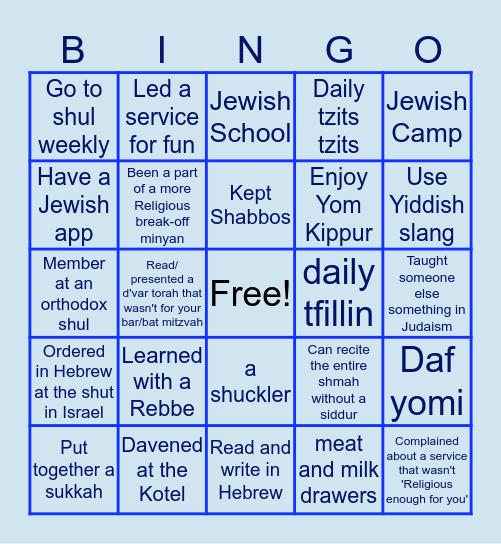 Religious Bingo Card