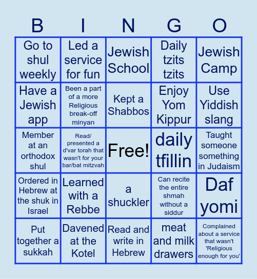 Religious Bingo Card