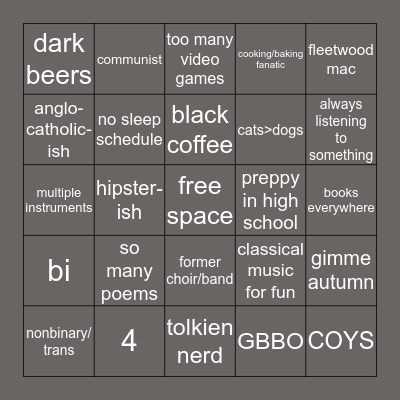grey bingo Card