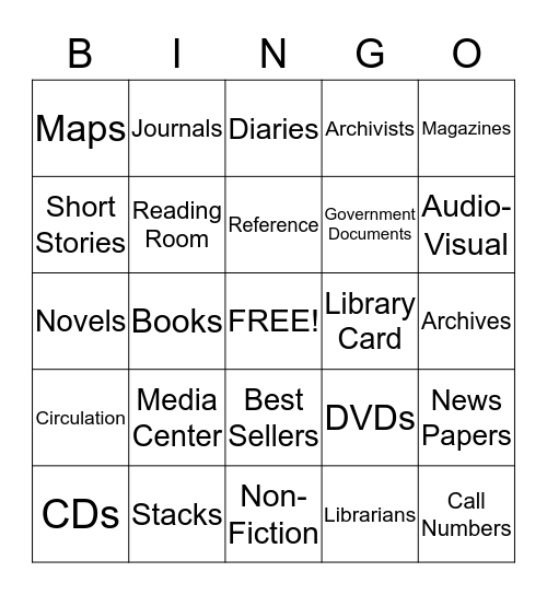 Library Bingo Card