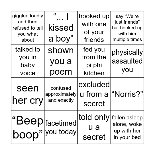 Mego Bingo Card