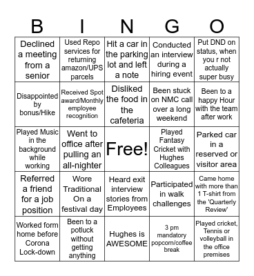 Hughes Bingo Card