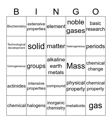 Matter Bingo Card