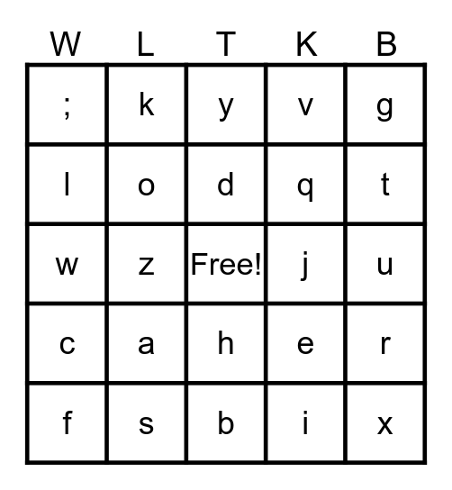 We Love Tahlia Koenig Bingo Card