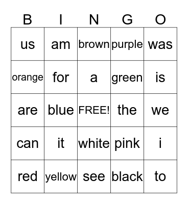 Sight Words 2  Bingo Card