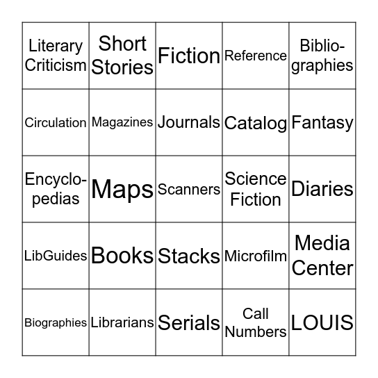 Library Bingo Card