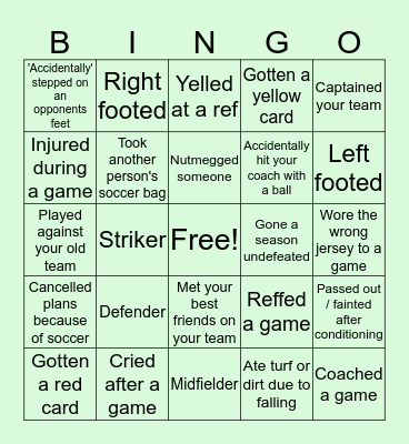 Soccer edition Bingo Card