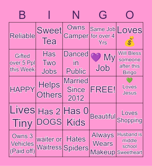 ADJECTIVE BINGO Card