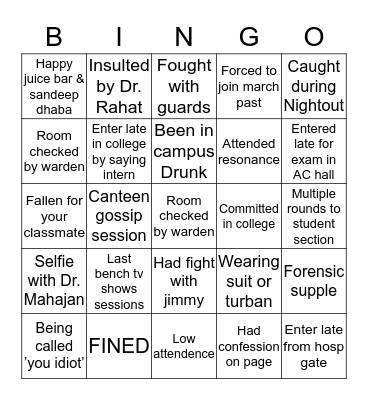 SGRD BINGO Card